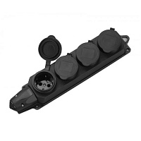 Колодка каучуковая для удлинителя General GSB-16-4-G-IP44 16А черная 470029