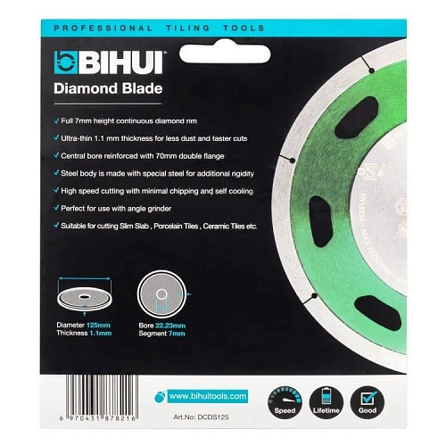 Диск алмазный B-SLIM 125*22.23*1.1мм ультратонкий BIHUI DCDS125 купить