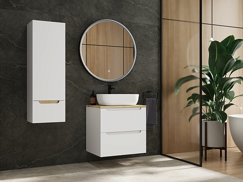 Тумба подвесная со столешницей Бали 70 и раковина MODUO 50 SQUARE Style Line ЛС-00002338 БЕЛЫЙ СОФТ купить