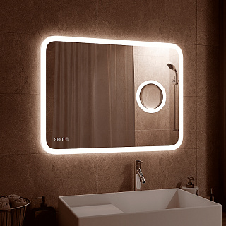 Зеркало Континент Bliss 80*60 LED подсветка, сенсор, увеличительное зеркало, часы ЗЛП429 купить