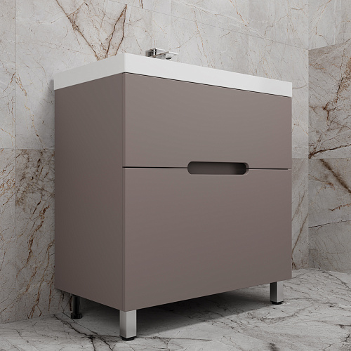 Тумба напольная Матис 80 тауп темный 2 ящика с умывальником ASTI 80 антрацит Style Line ЛС-00002439/СС-00002474 купить