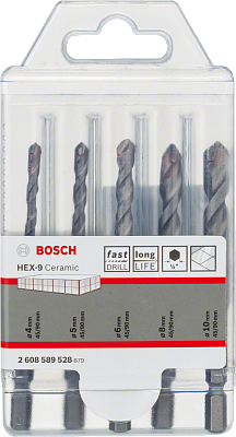Набор сверл по керамической плитке Bosch HEX-9 Ceramic d 4-10 мм 5 предметов 2608589528 купить