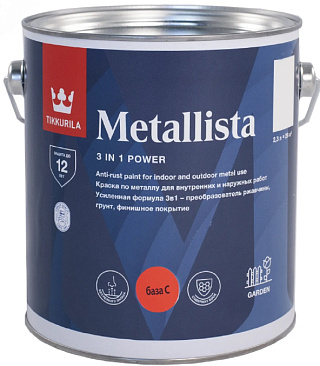 Краска по ржавчине METALLISTA глянцевая база C Tikkurila 710011843 (2.3л) купить