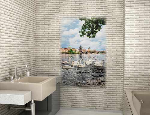 Панель ПВХ Панно Лебеди 2700*250*8мм (панно из 4 штук) KronPlast 05-045 купить