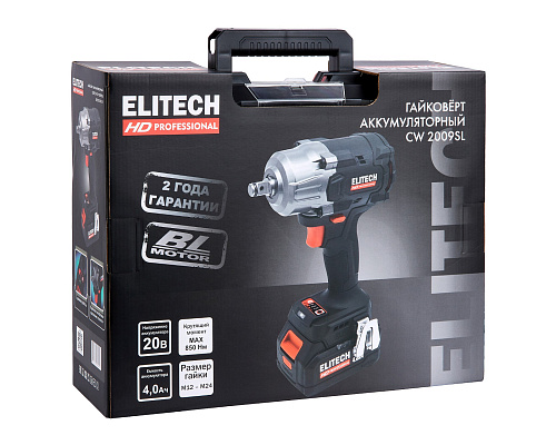 Гайковерт аккумуляторный ударный ELITECH HD CW 2009SL 3-х скор кейс 20В 850Нм 1/2" бесщ 1акк*4.0а/ч ELP (E2201.059.01) купить