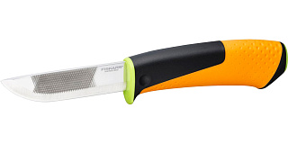 Нож для тяжелых работ Fiskars с точилкой 1023619 купить