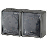 Розетка Эксперт серая 2х2Р+Е IP54.16AX-250B Б0020717 313631