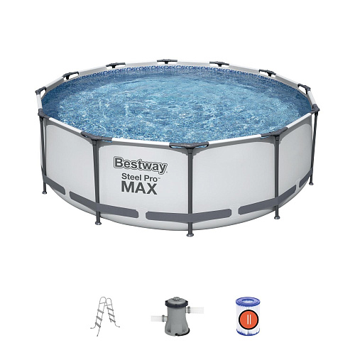 Бассейн каркасный Bestway Steel Pro Max 56418 с фильтром-насосом и лестницей 9150л 366*100см 004864 купить