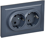Розетка 2-местная с заземлением BRITE РСш12-3-БрМ BR-R24-16-K35-F 16А IEK 4393717 маренго