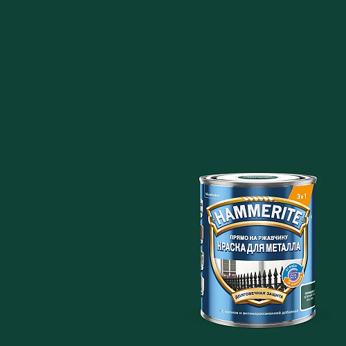 Краска для металла прямо на ржавчину Hammerite гладкая RAL6005 Зеленый Мох 0.75л Hammerite 5819995 купить