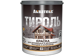 Краска для фасадов и интерьеров ТИРОЛЬ минеральные и деревянные поверхности белая база A (0.75л) Акватекс 65226 купить