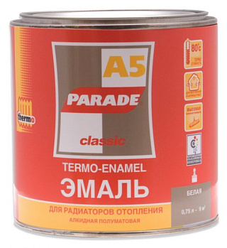 Эмаль алкидная для радиаторов отопления PARADE Classic А5 белая - 0.75 л купить