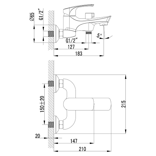 Смеситель Shape для ванны с коротким изливом хром Lemark LM1712C купить