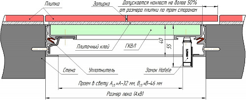Люк нажимной со съемной дверцей 400*300*40 мм Гиппократ-П Хаммер купить