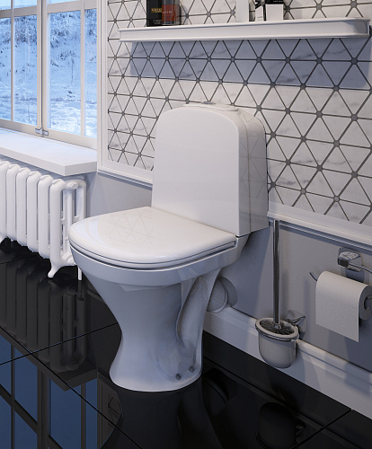 Унитаз-компакт CLASSIC LUXE сиденье дюропласт, косой выпуск белый, Sanita Luxe CSCSLCC01020611 купить