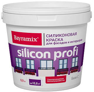 Краска для фасадов и интерьеров силиконовая Silicon Profi бесцветная база С 0,9л BAYRAMIX BSPC-012/009 (1.2кг) купить