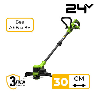 ТрТриммер аккумуляторный Greenworks ST3002  (нижний двиг.) 24В, бесщет 30см без акк и з/у(тушка) (ST3002A3) купить