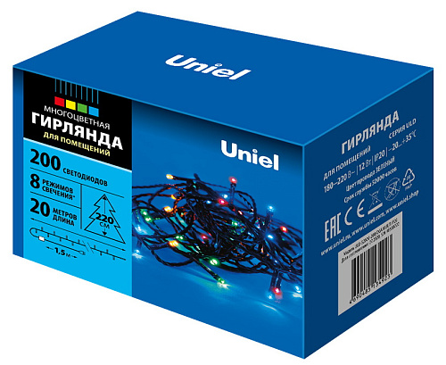 Гирлянда светодиодная ULD-S2000-200/DGA MULTI IP20 20м 200 ламп разноцветная Uniel UL-00007307 купить