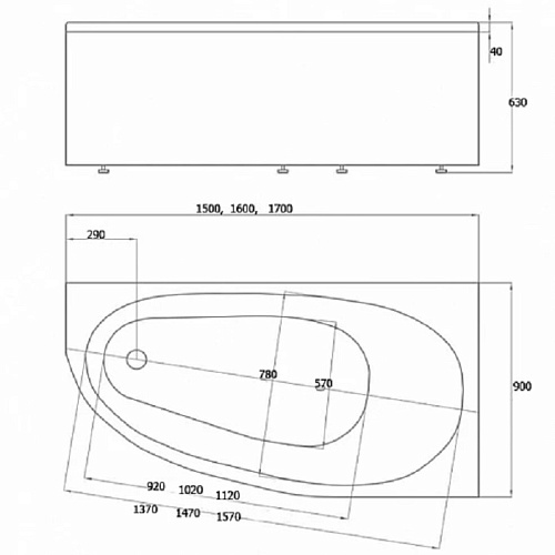 Ванна Aquatek Дива 150 акриловая угловая с каркасом KAR-0000042 правая 150*90см DIV150-0000002 купить