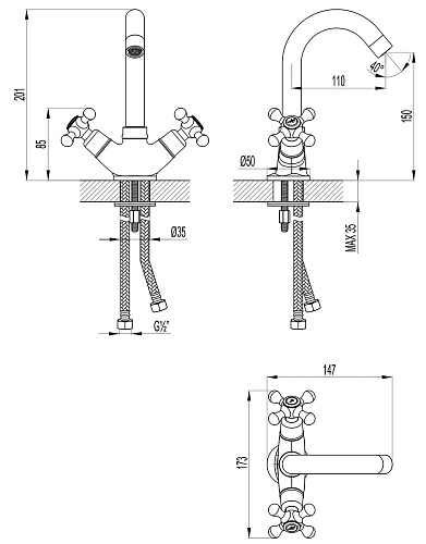 Смеситель Lemark Standart для умывальника, хром LM2107C купить