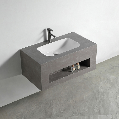 Раковина со столешницей из керамогранита TERRA 100 21-100- Matte Grey серый подвесная HOLLER 342236 купить