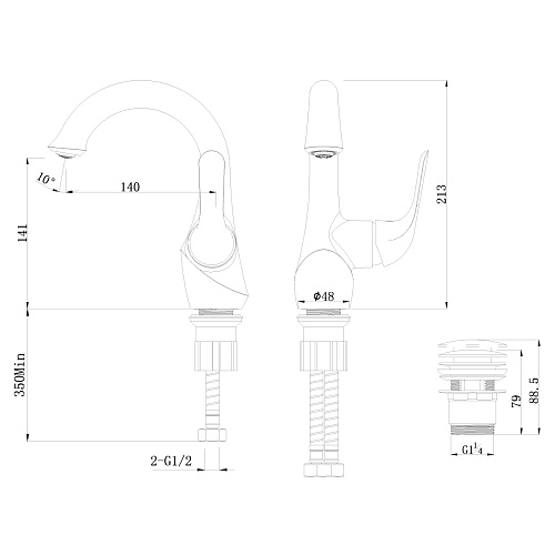Смеситель Lemark Swan LM5406BG для раковины с донным клапаном черный/золото купить