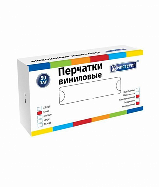 Перчатки винил Мистерия без талька прозрачные (1уп-50пар) размер L 430091б купить