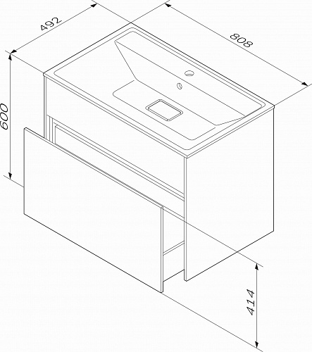 Тумба подвесная INSPIRE V2.0 с раковиной INSPIRE 80 3 ящика элегантный серый AM.PM M50AFHX0803EGM купить