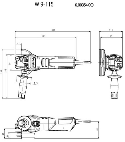 Шлифмашина угловая Metabo W 9-115 (600354000) 900Вт 115мм купить