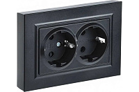 Розетка BRITE РС12-3-БрЧ, BR-R21-16-K02-F 2-я с з/к 16А в сб черный IEK 3035152