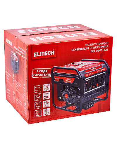 Генератор Elitech БИГ 9500ЕАМ инверторный на раме бензин 8.0/7.0кВт 220В/12В бак 25л купить