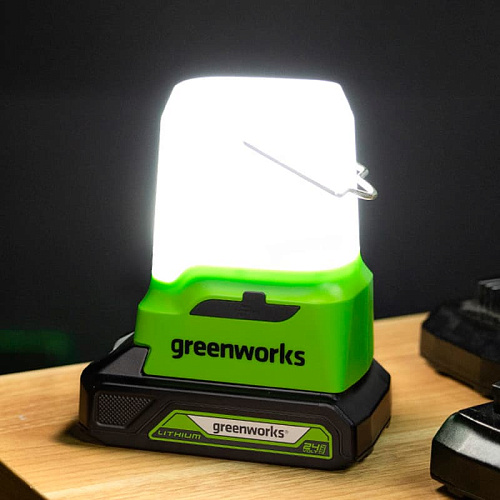 LED-фонарь (светильник) акк. Greenworks G24LA500, 24V, 500 лм, 1хUSB-C, 1xUSB-A, скоба, без АКБ и ЗУ (3501007) купить