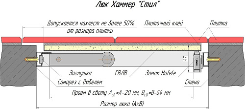 Люк регулируемый стандарт 400*500*45мм Стил Хаммер купить