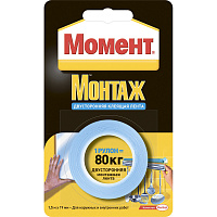 Двусторонняя клеящая лента Момент Монтаж (1.5м) 80 кг - 1 шт