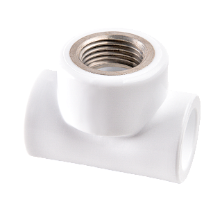 Тройник комбинированный с внутренней резьбой полипропилен D20*1/2"*20 BP белый цвет РВК 20801 купить