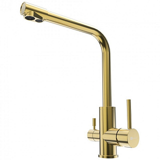 Смеситель для кухни Lemark Expert LM5061G с высоким поворотным изливом и краном для питьевой воды золото купить