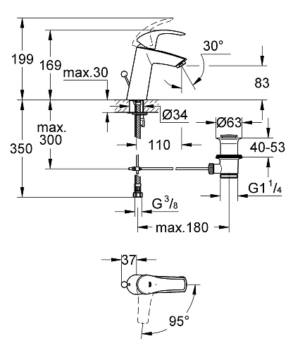 Смеситель для раковины Eurosmart цвет хром GROHE 2339310E купить