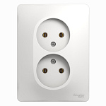 Розетка Schneider GLOSSA GSL000120 без заземления белый двойная Розетка Schneider GLOSSA GSL000120 без заземления белый двойная