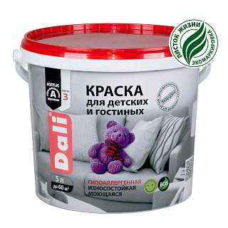 Акриловая краска для стен и потолков Dali в детской и гостинной белая (База А) 5 л купить