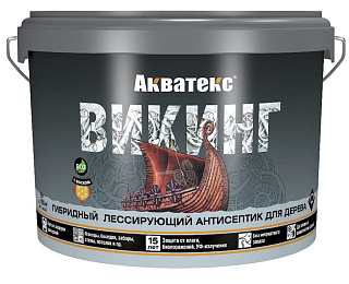 Антисептик гибридный лессирующий Акватекс ВИКИНГ пластиковое ведро калужница 65093 (9л) купить