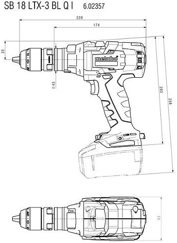 Дрель-шуруповерт аккумуляторная ударная SB 18 LTX-3 BL Q I 5.2 а/ч Metabo 602357650 купить