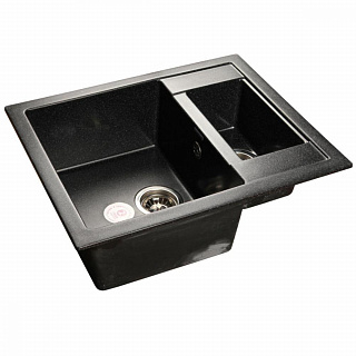 Мойка кухонная GranFest Quadro GF-Q610K прямоугольная 2 чаши 610*500мм черный купить