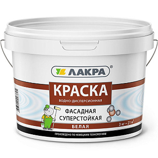 Краска для фасадов Лакра латексная Белая матовая - 3 кг купить