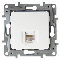 Розетка компьютерная Etika 1мест механизм 672241 RJ45 кат 5 UTR белый