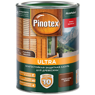 Влагостойкая защитная лазурь Pinotex Ultra для древесины красное дерево 1 л купить
