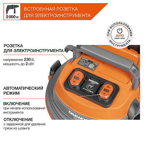 Пылесос промышленный DAEWOO DAVC 6025S 2500Вт 60л купить