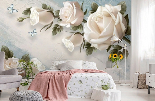 Фотообои Винтажная композиция с розами песок 3*2.7м DesignStudio 3D GM-071 купить