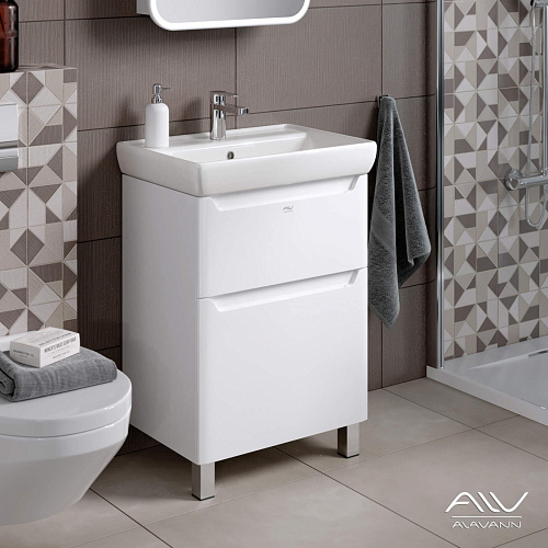 Тумба Lana 60 с раковиной Q 60 белая Alavann СТ-5701-0600-00(01) купить