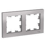 Рамка Schneider Atlas Design алюминий 2-местная ATN000302