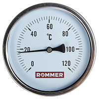 Термометр биметаллический Dn 100мм 1/2 с погружной гильзой 50мм Rommer RIM-0001-105015